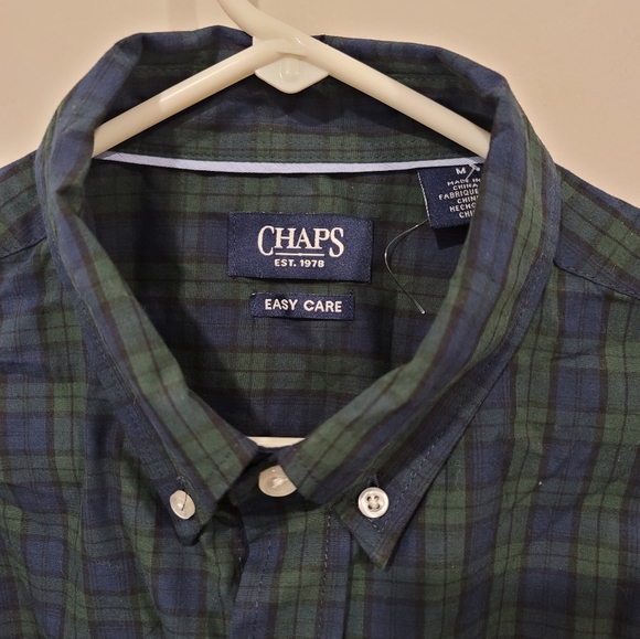 Chaps Nen's Dress shirt | Green and Blue | Size M | NWT - Picture 3 of 6